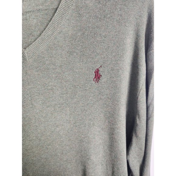 Polo Ralph Lauren Men's Sz. L Green Pima Cotton V Neckline Sweater - Picture 3 of 5